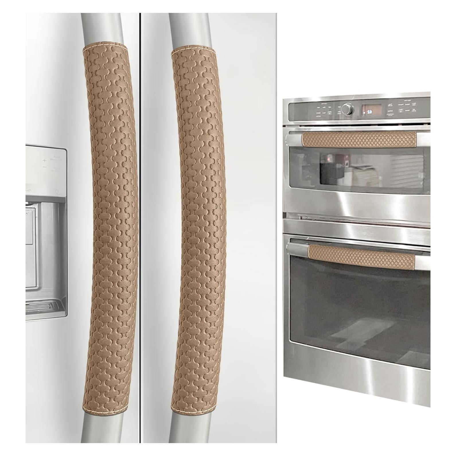Refrigerator Door Handle Covers, Set of 4, Performance Appliance Handle Covers, Non-Slip Fridge Door Handle Covers, Keep Your Kitchen Clean, Microwave Oven Dishwasher door Handle Protectors(Brown)