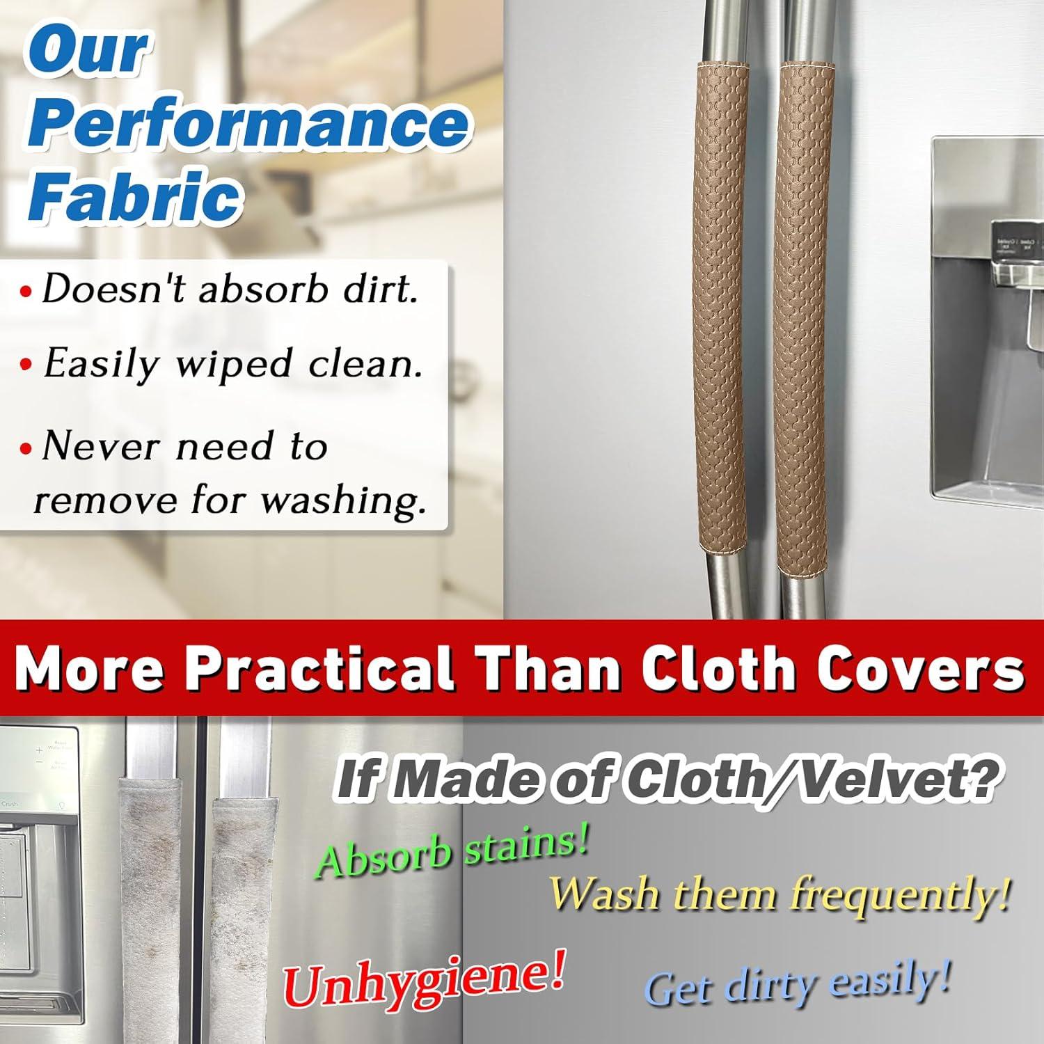 Refrigerator Door Handle Covers, Set of 4, Performance Appliance Handle Covers, Non-Slip Fridge Door Handle Covers, Keep Your Kitchen Clean, Microwave Oven Dishwasher door Handle Protectors(Brown)