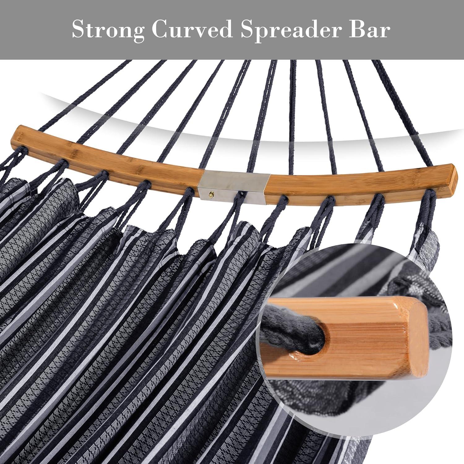 Hamaca Doble SUNCREAT con Barra Curvada, Gris Oscuro