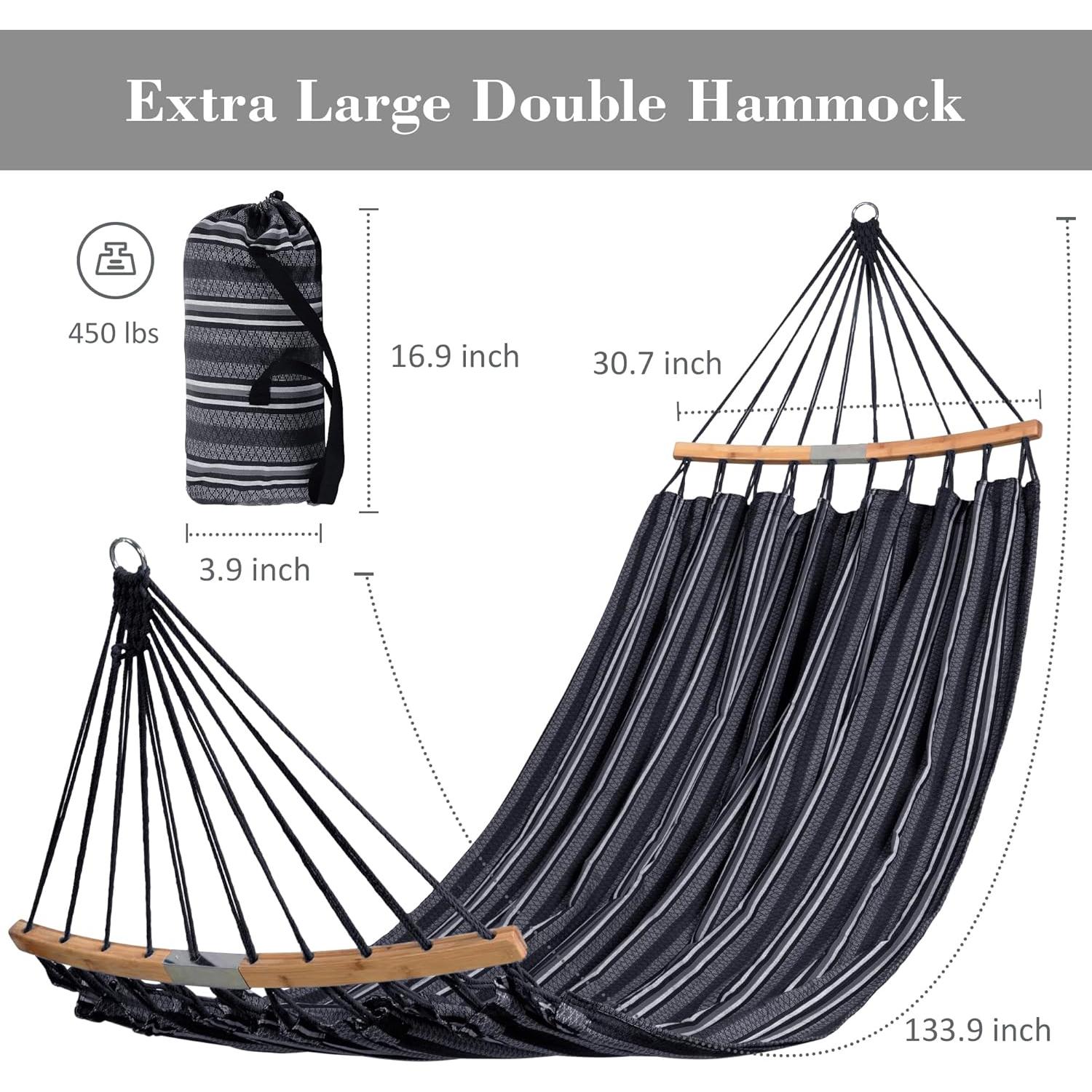 Hamaca Doble SUNCREAT con Barra Curvada, Gris Oscuro