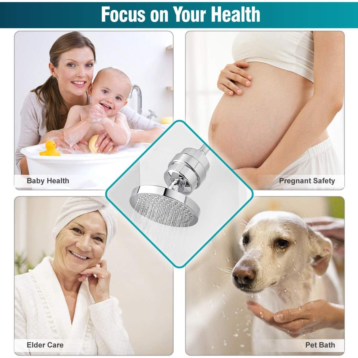 Cabezal de Ducha ADOVEL con Filtro de Agua de 15 Etapas