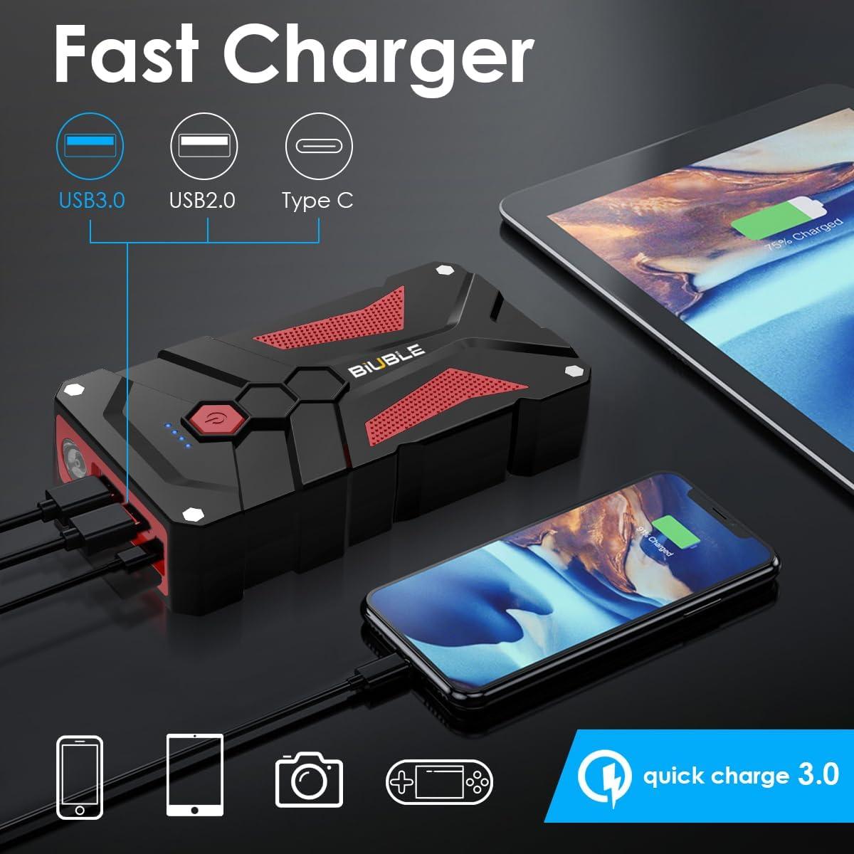 Arrancador de Coche BIUBLE JS001 4000A 12V con USB 3.0