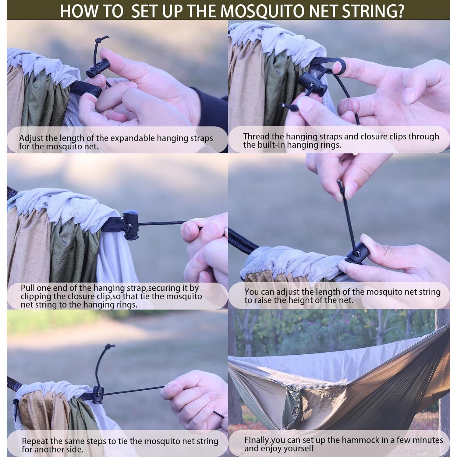 Hamaca Doble Qevooon con Red Mosquitos 3,05m Verde y Caqui