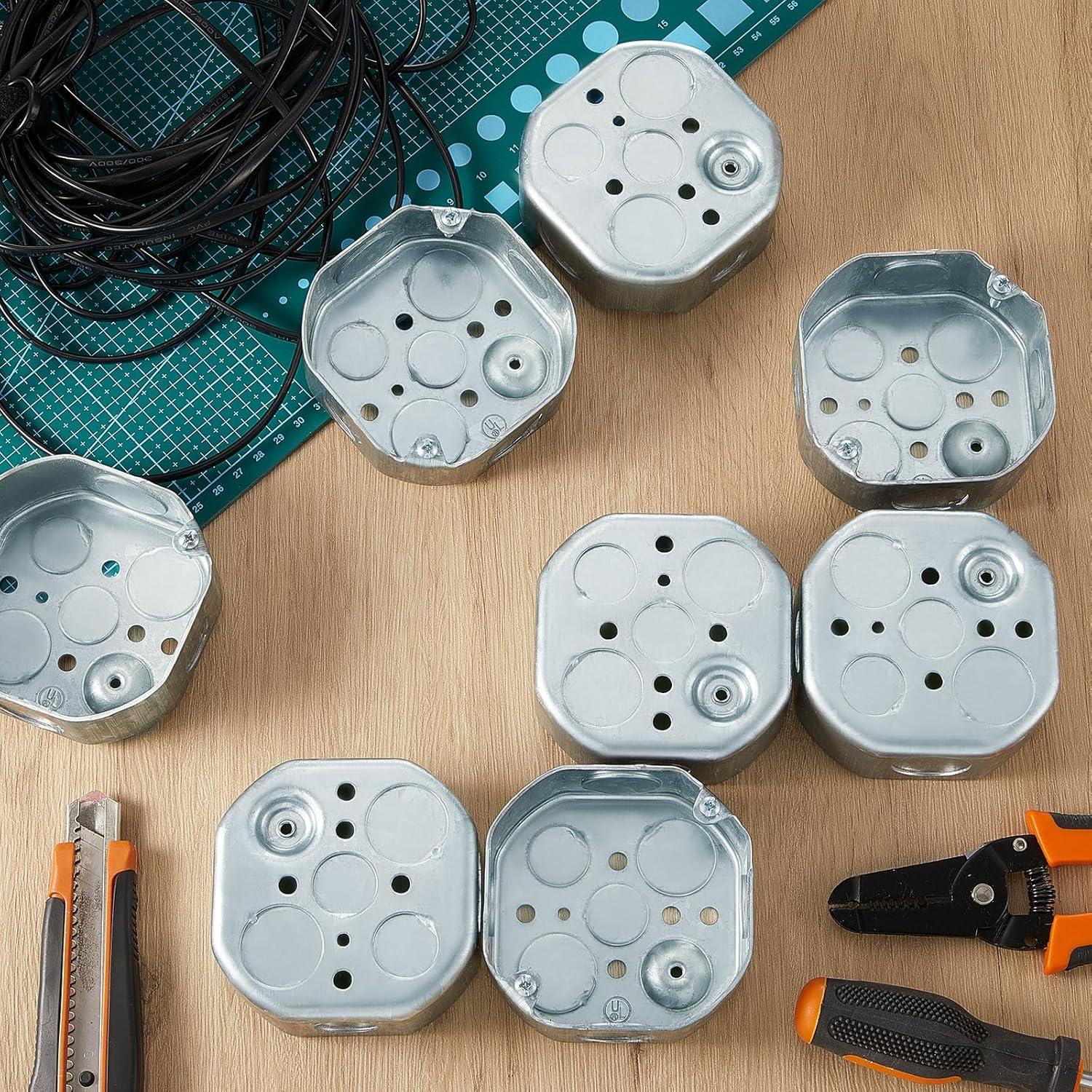 Caja de Conexiones Eléctricas 12 Pcs Acero Galvanizado 10.16x3.81cm