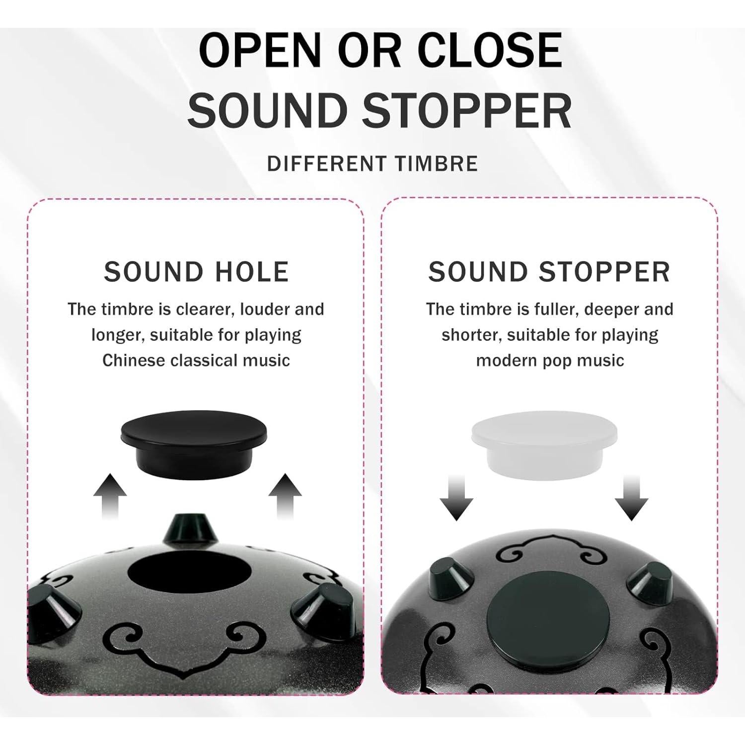 Steel Tongue Drum Kids Instrument: Musical Metal Tank Drums Set 6 Inch 8 Notes C-Key for Meditation Yoga Education Percussion with Bag, Music Book, Mallets, Finger Picks(Black)