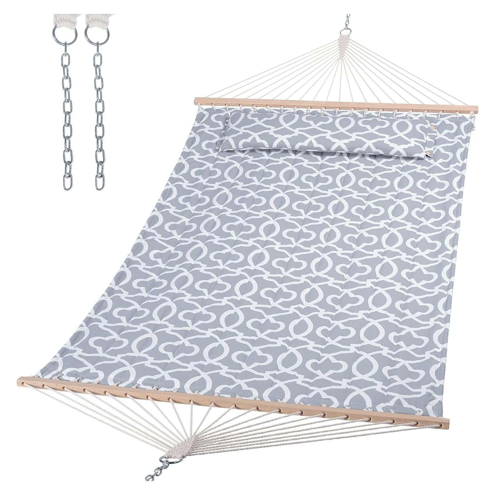 Hamaca Doble SUNCREAT Acolchada con Barra de Madera 2 Personas