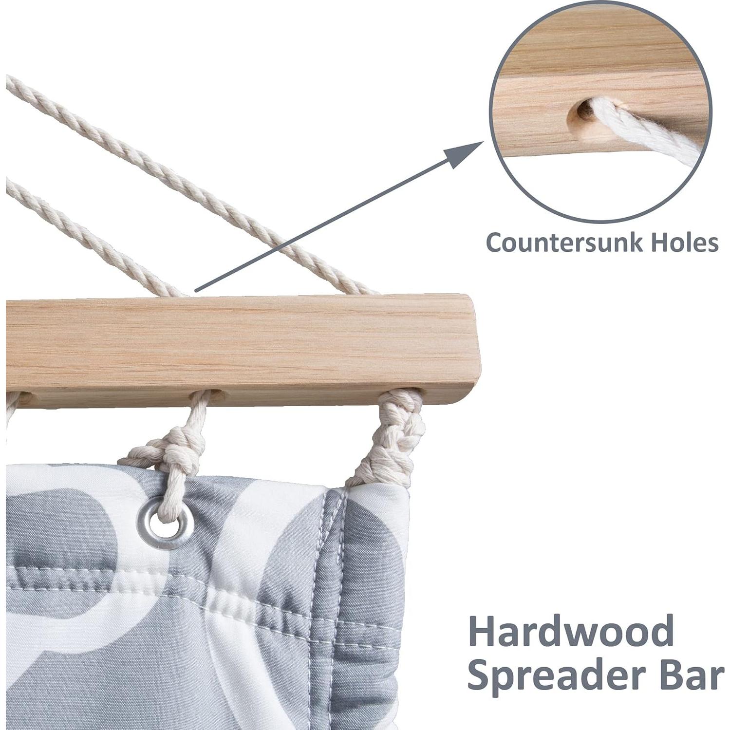 Hamaca Doble SUNCREAT Acolchada con Barra de Madera 2 Personas