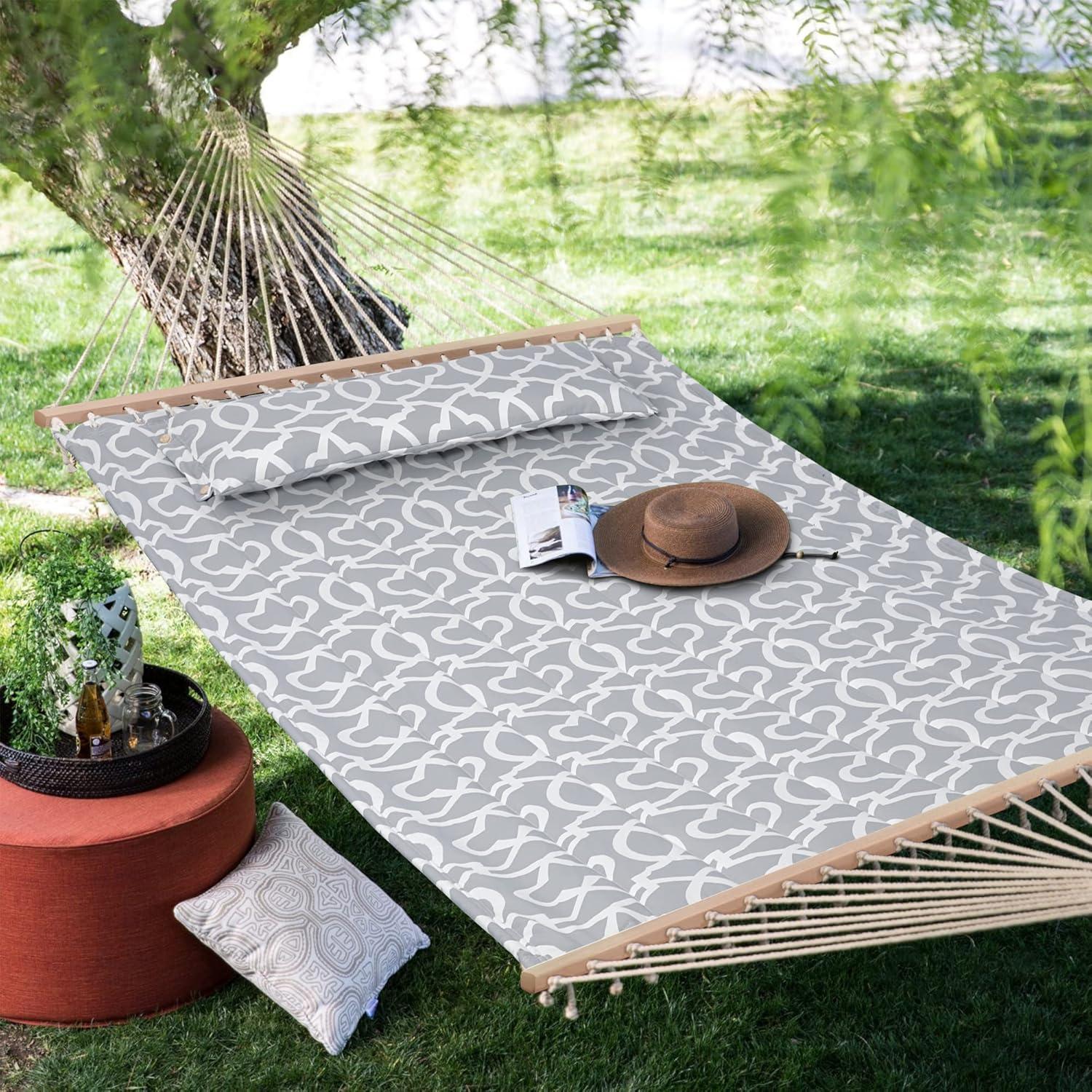 Hamaca Doble SUNCREAT Acolchada con Barra de Madera 2 Personas