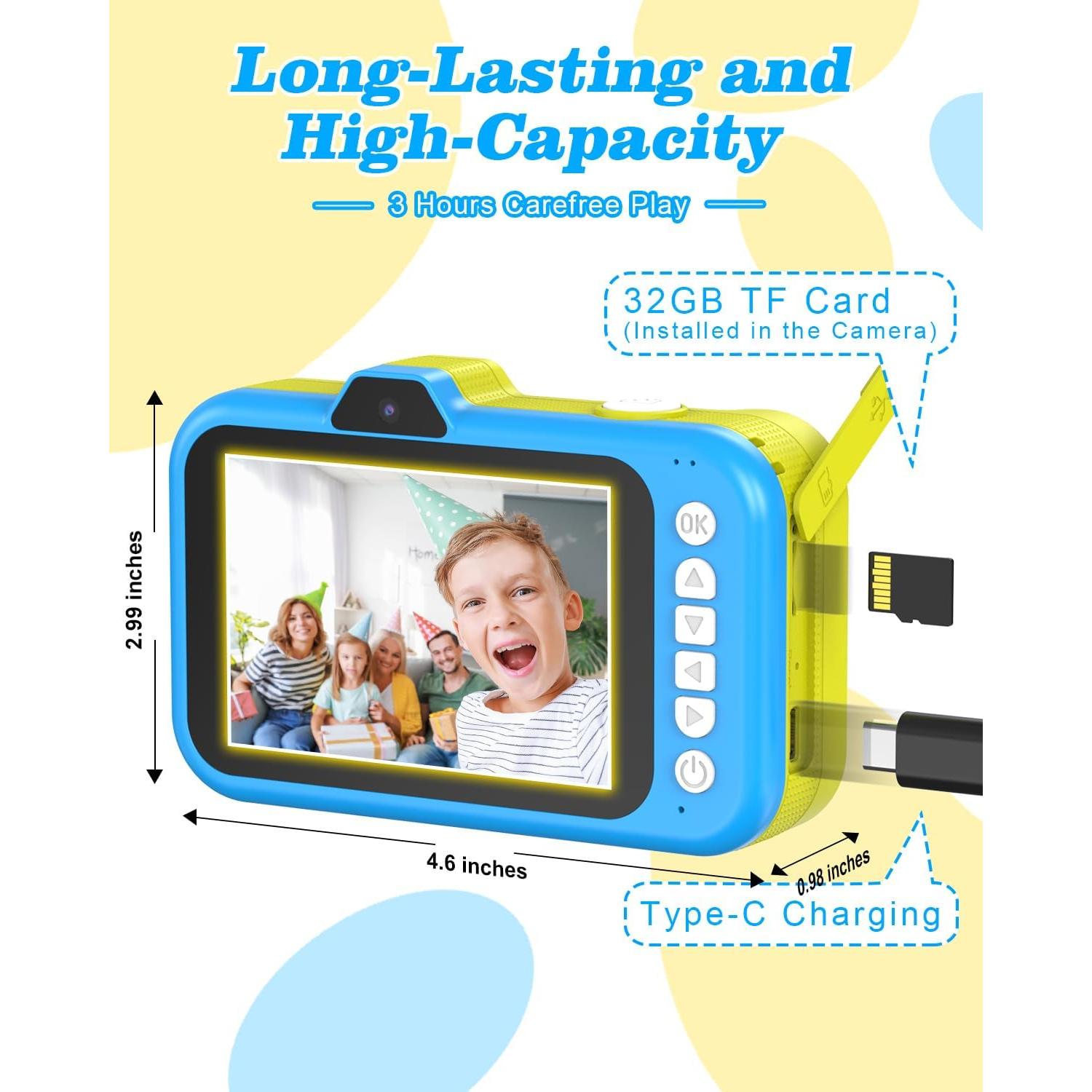 Cámara Digital para Niños Usteetic M9 48MP 3.5" Pantalla Azul