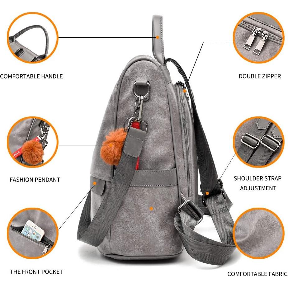 Mochila de Mujer CHERUTY Antirrobo Cuero Vegano Casual