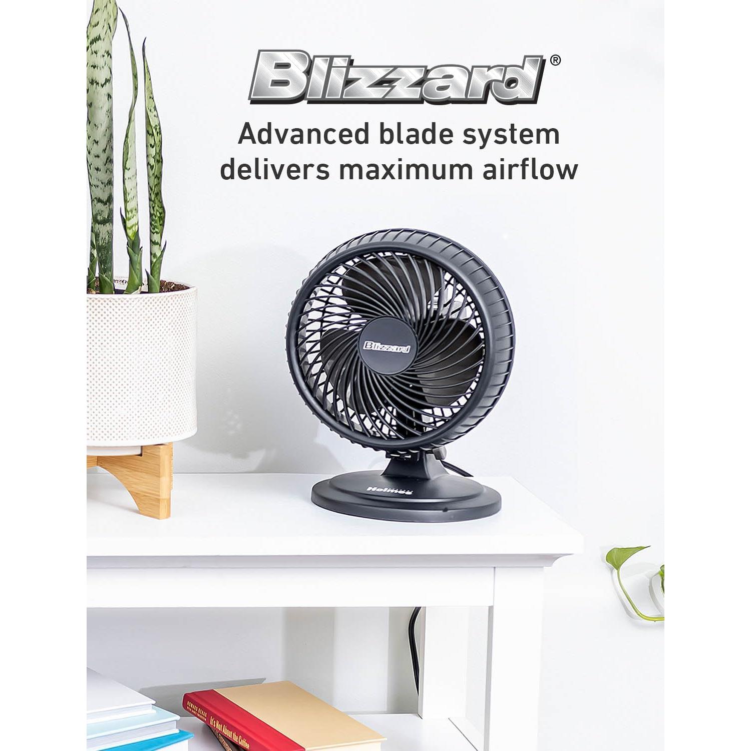 HOLMES 7" 2-Speed 3-Blade 85° Oscillating & 12" 3-Speed 75° Oscillating Table Fans, Home/Office