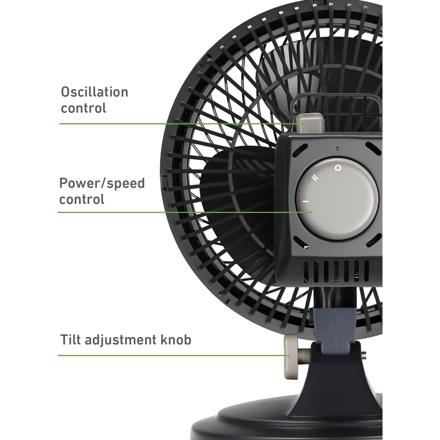 HOLMES 7" 2-Speed 3-Blade 85° Oscillating & 12" 3-Speed 75° Oscillating Table Fans, Home/Office