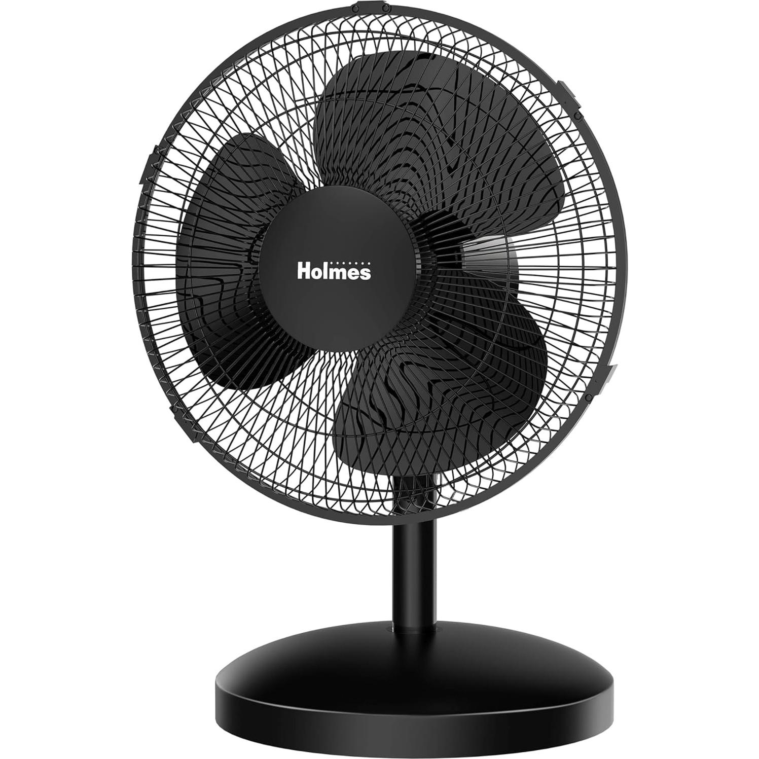 HOLMES 7" 2-Speed 3-Blade 85° Oscillating & 12" 3-Speed 75° Oscillating Table Fans, Home/Office