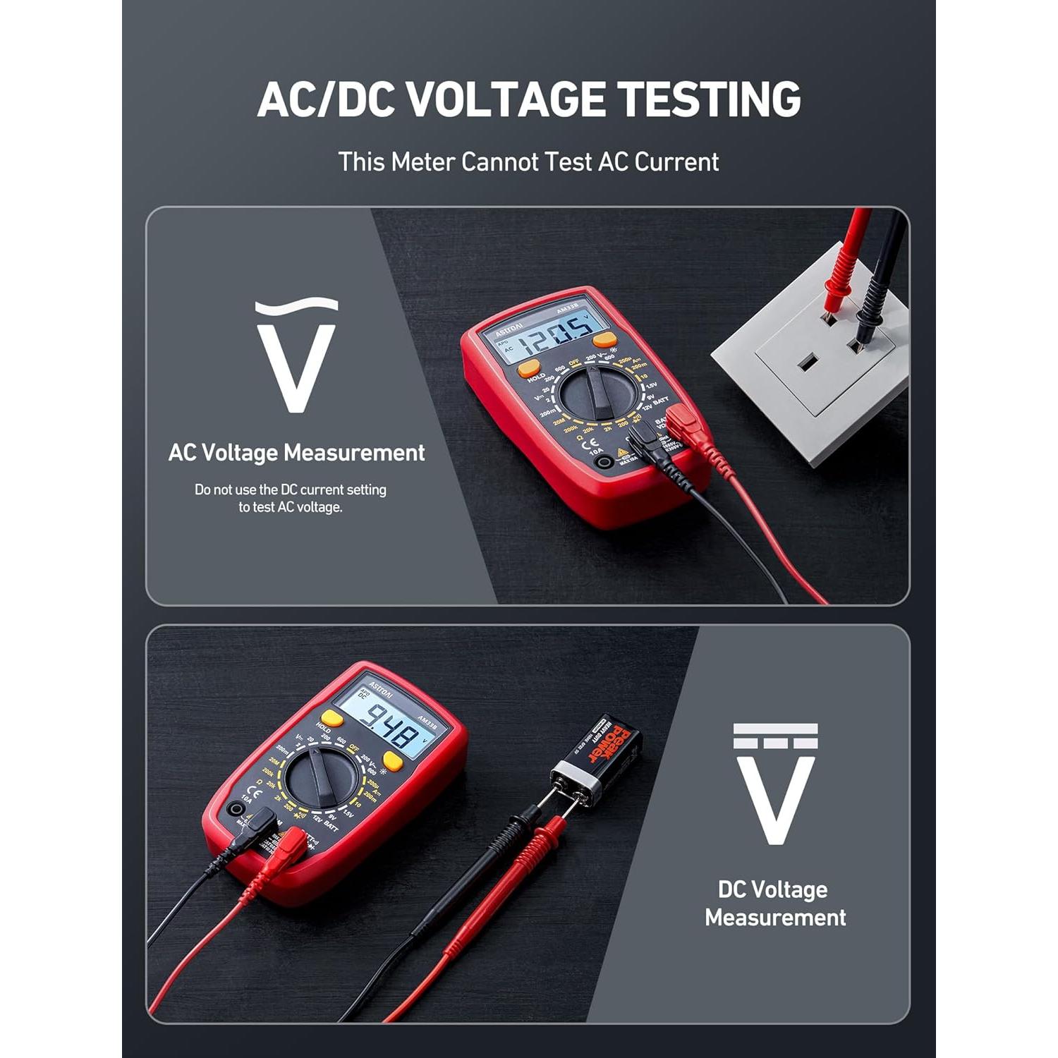 Multímetro Digital AstroAI AM33B 2000 Cuentas Negro