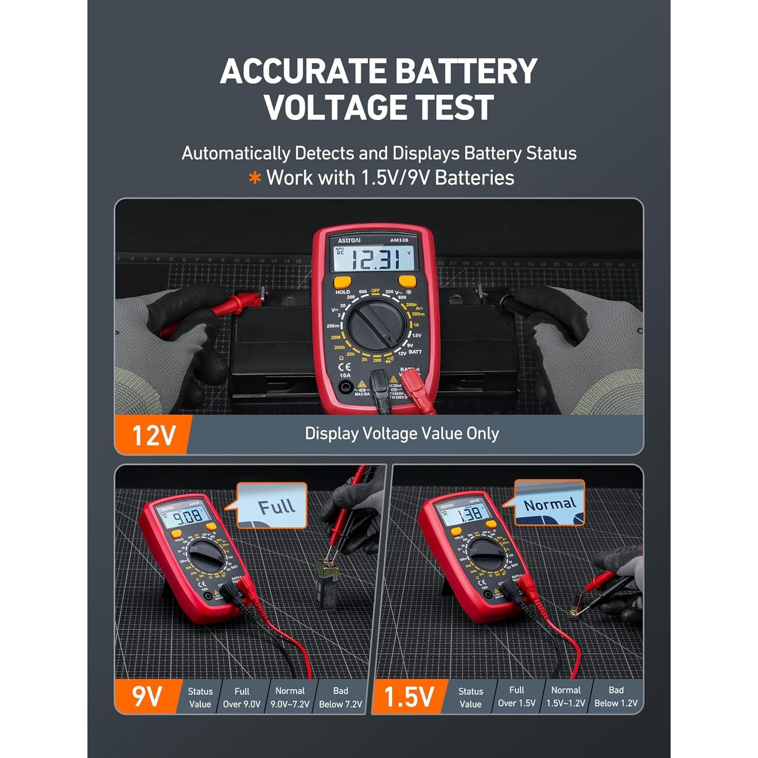 Multímetro Digital AstroAI AM33B 2000 Cuentas Negro