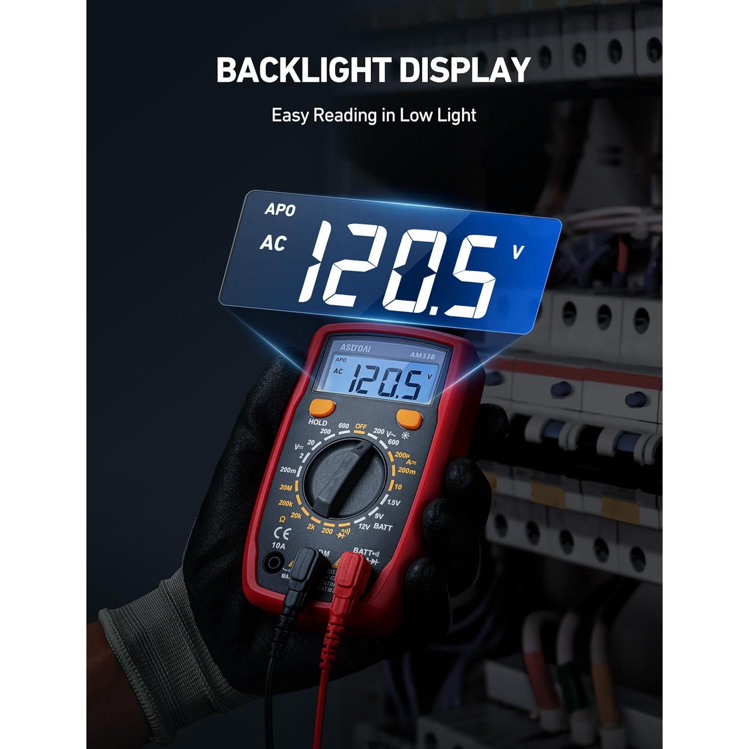 Multímetro Digital AstroAI AM33B 2000 Cuentas Negro
