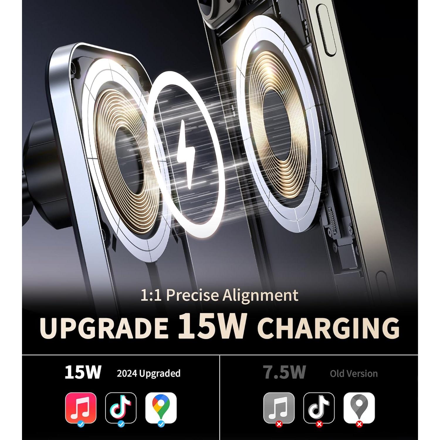 Cargador de coche MagSafe Mukiya para iPhone 12-16, 360°