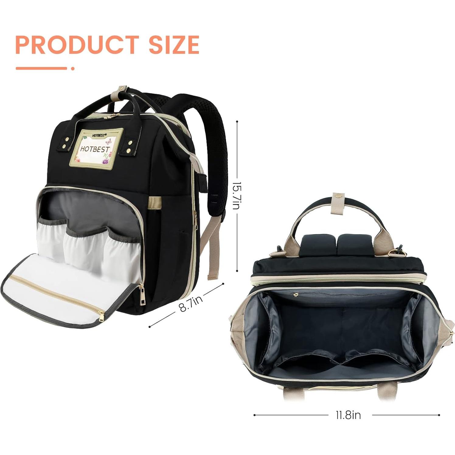 Mochila para Pañales HOTBEST 53L Impermeable Negra