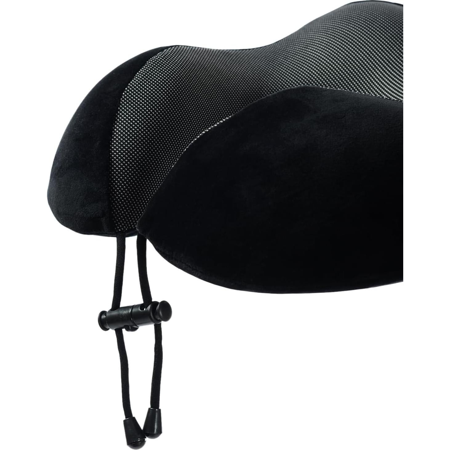 Memory Foam Travel Pillow, Neck Pillow with 360-Degree Head Support, Comfortable and Lightweight, Ideal for Sleeping on Airplane, Car, Train, Bus and Home Use, Comes with Storage Bag (Black)