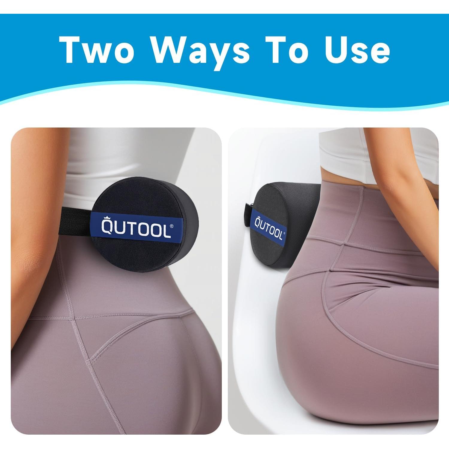 Almohada Lumbar QUTOOL Firme 28x12cm Negra, Soporte Espalda