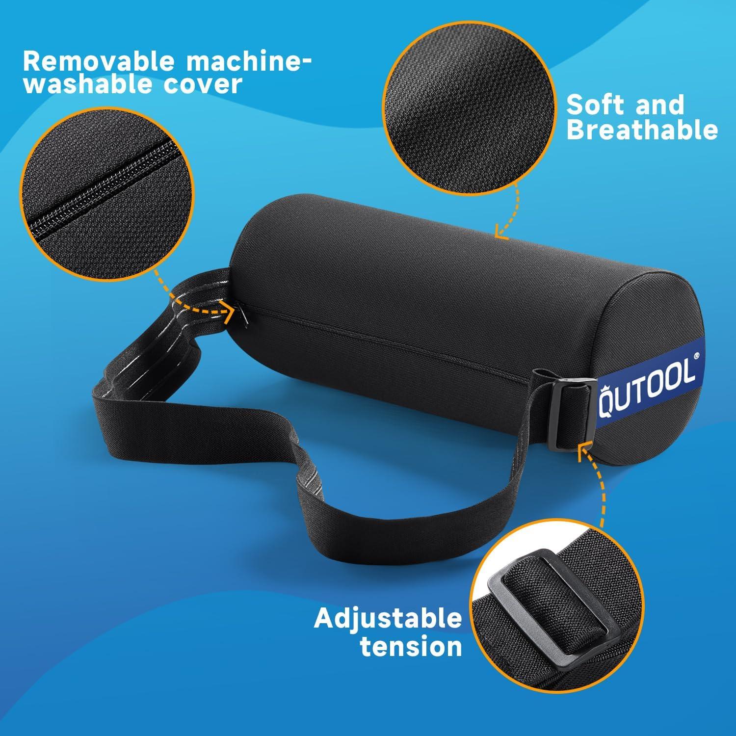 Almohada Lumbar QUTOOL Firme 28x12cm Negra, Soporte Espalda