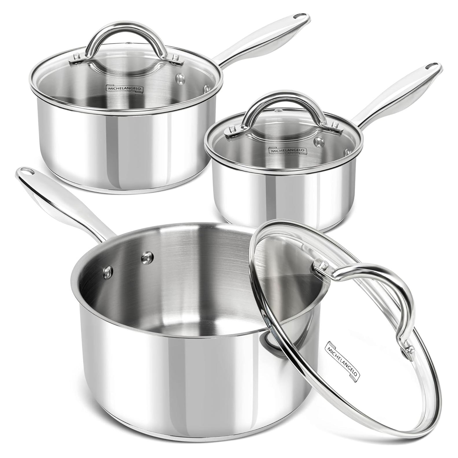 Juego de Cacerolas MICHELANGELO 6 Piezas Acero Inoxidable