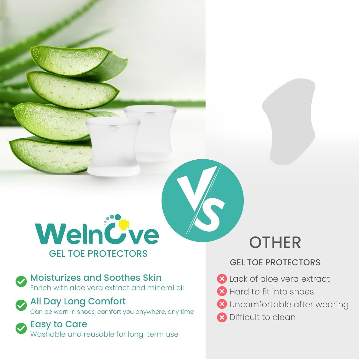 Separadores de Dedos de Gel Welnove - 12 Espaciadores XL con Aloe Vera