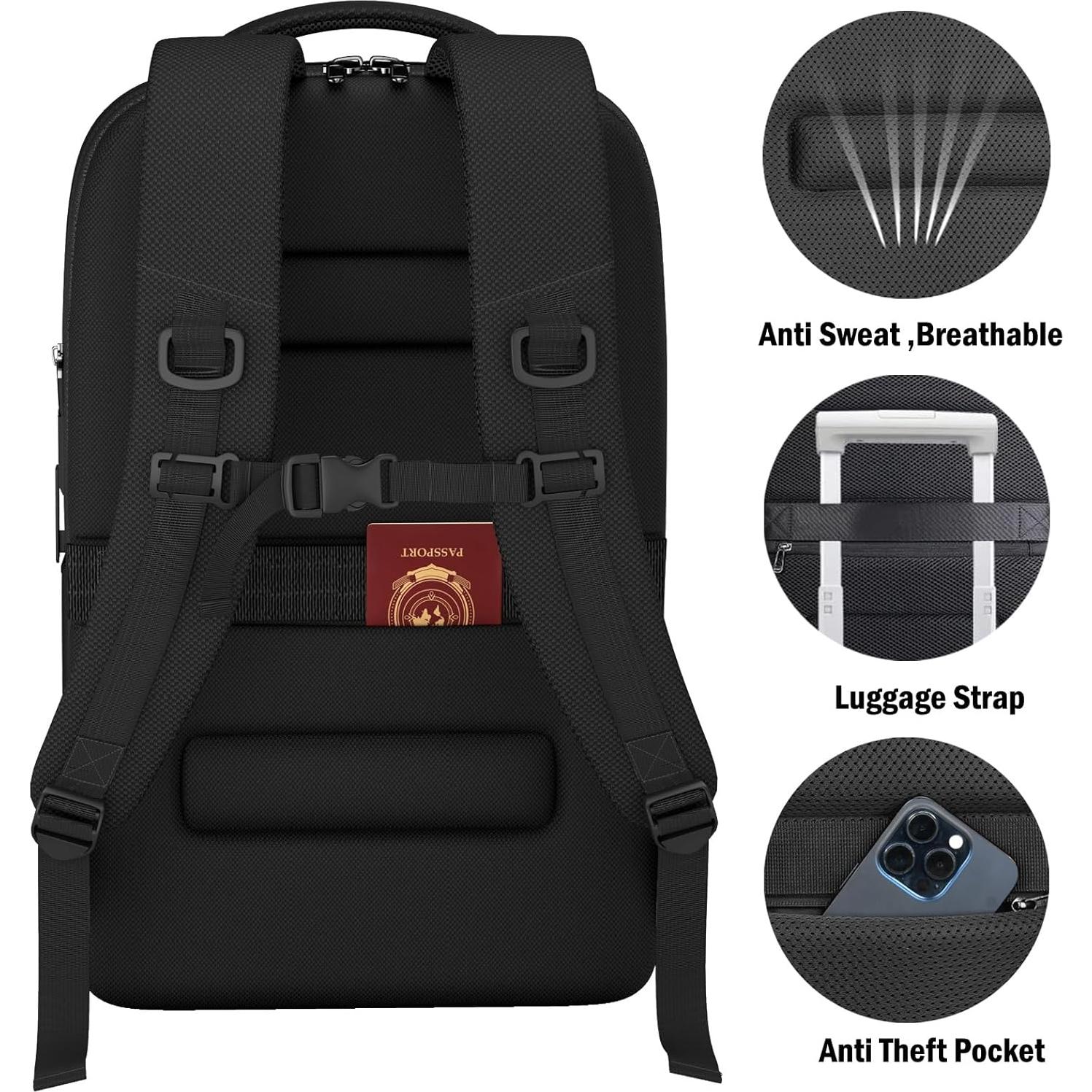 Mochila de Negocios Impermeable 17.3" USB - HF0010BLK