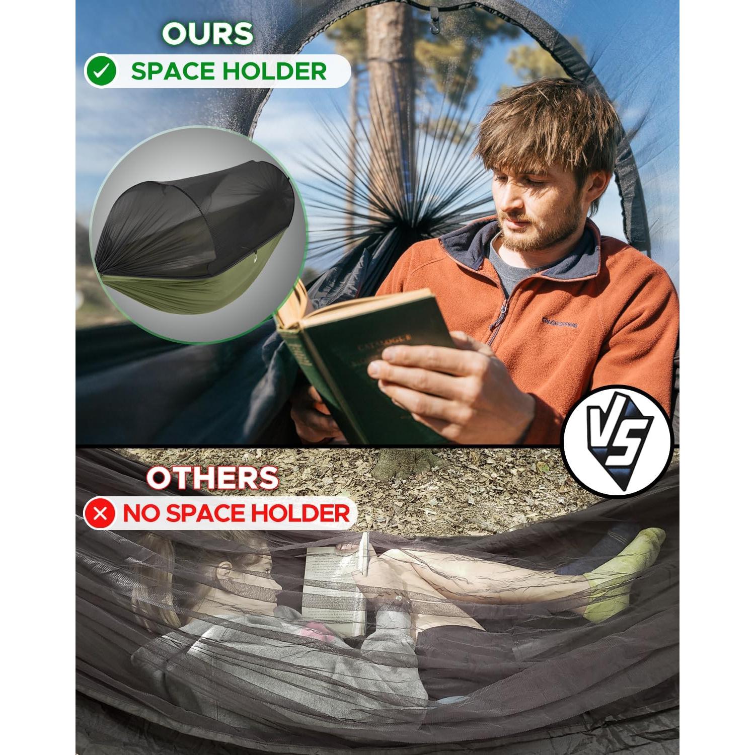 Hamaca de Camping Sunyear Doble con Red - 269x139cm, Ligera