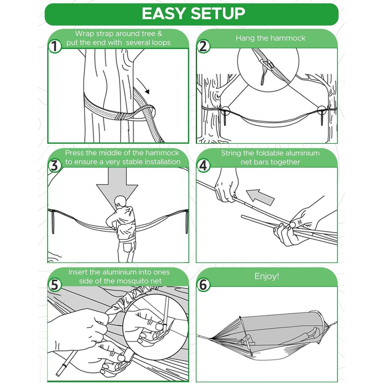 Hamaca de Camping Sunyear Doble con Red - 269x139cm, Ligera
