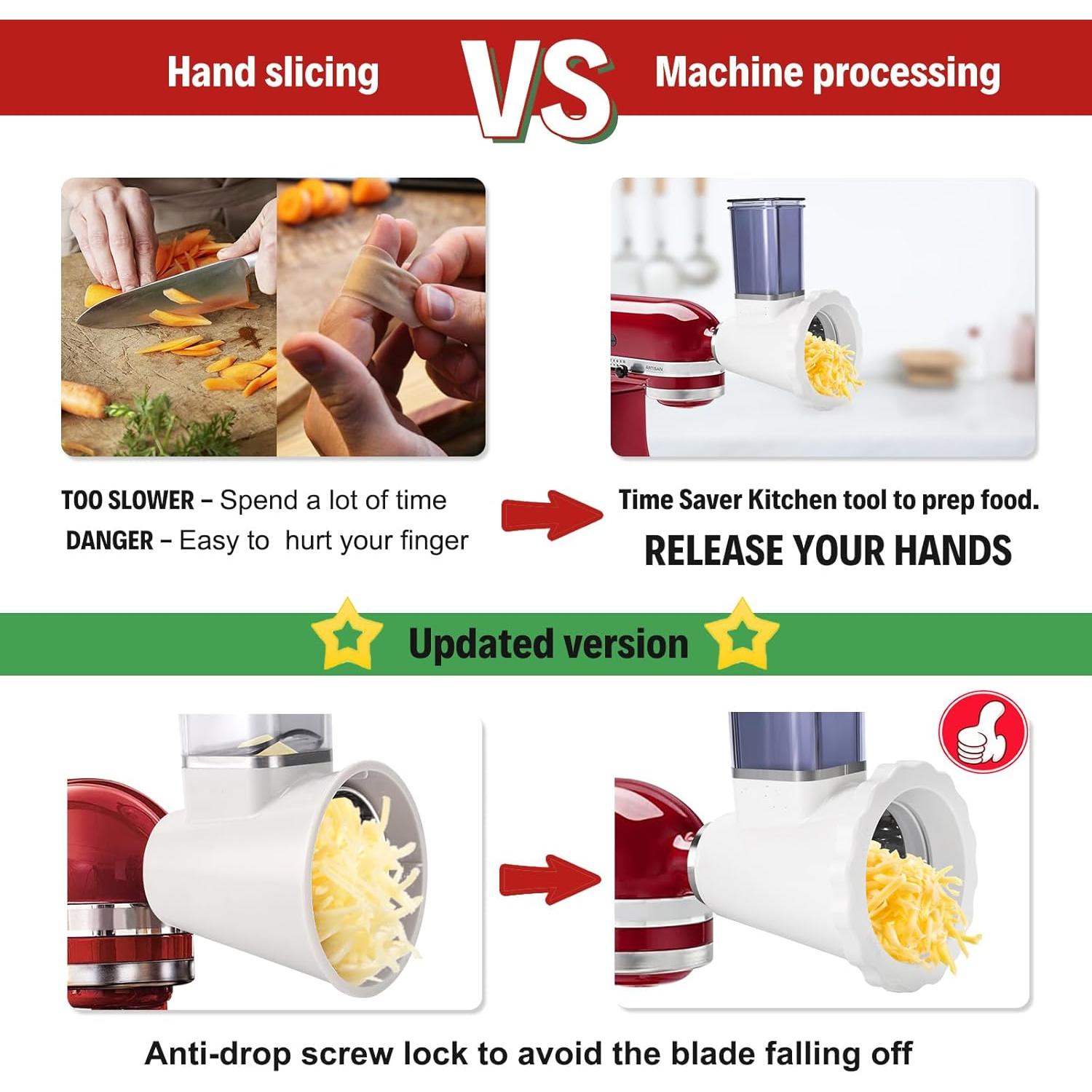 Rallador de Queso KitchenAid NEWSETS 4 Cuchillas Acero Inoxidable