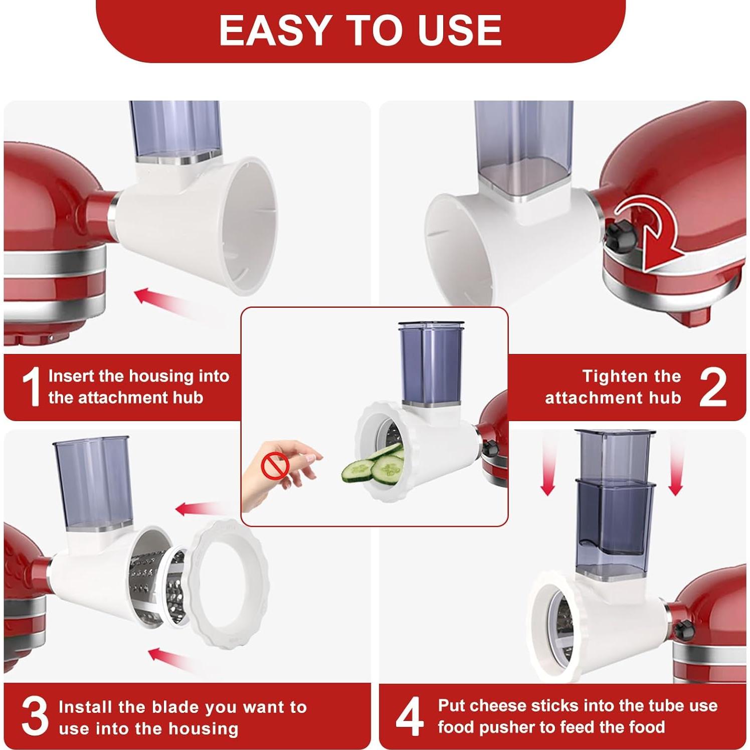 Rallador de Queso KitchenAid NEWSETS 4 Cuchillas Acero Inoxidable