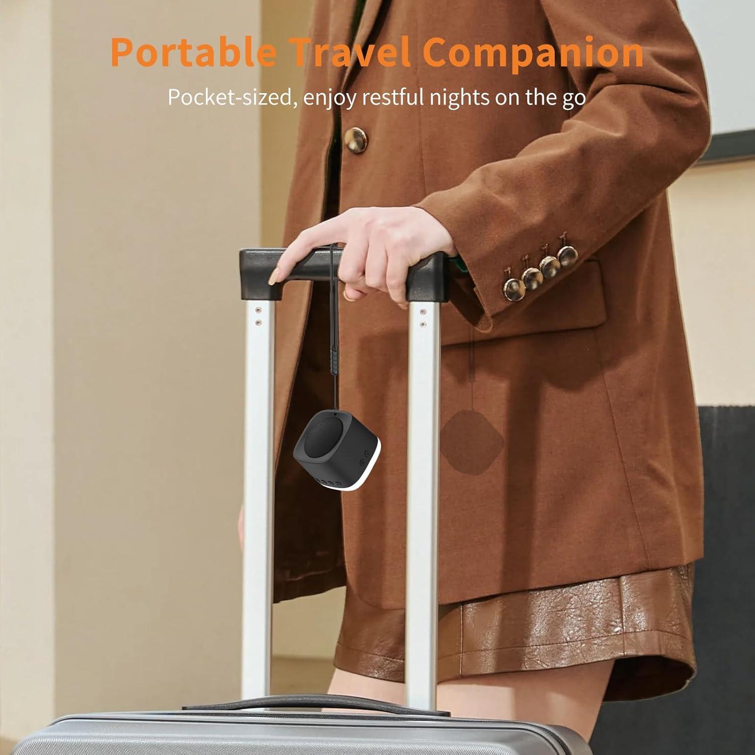 Portable Sound Machine,Mini Travel White Noise Machine for Sleeping with Breathing Night Light, 16 Soothing Sounds, Timer, Rechargeable Brown Noise Sound Machine for Sleep,Adults,Office Privacy(Black)