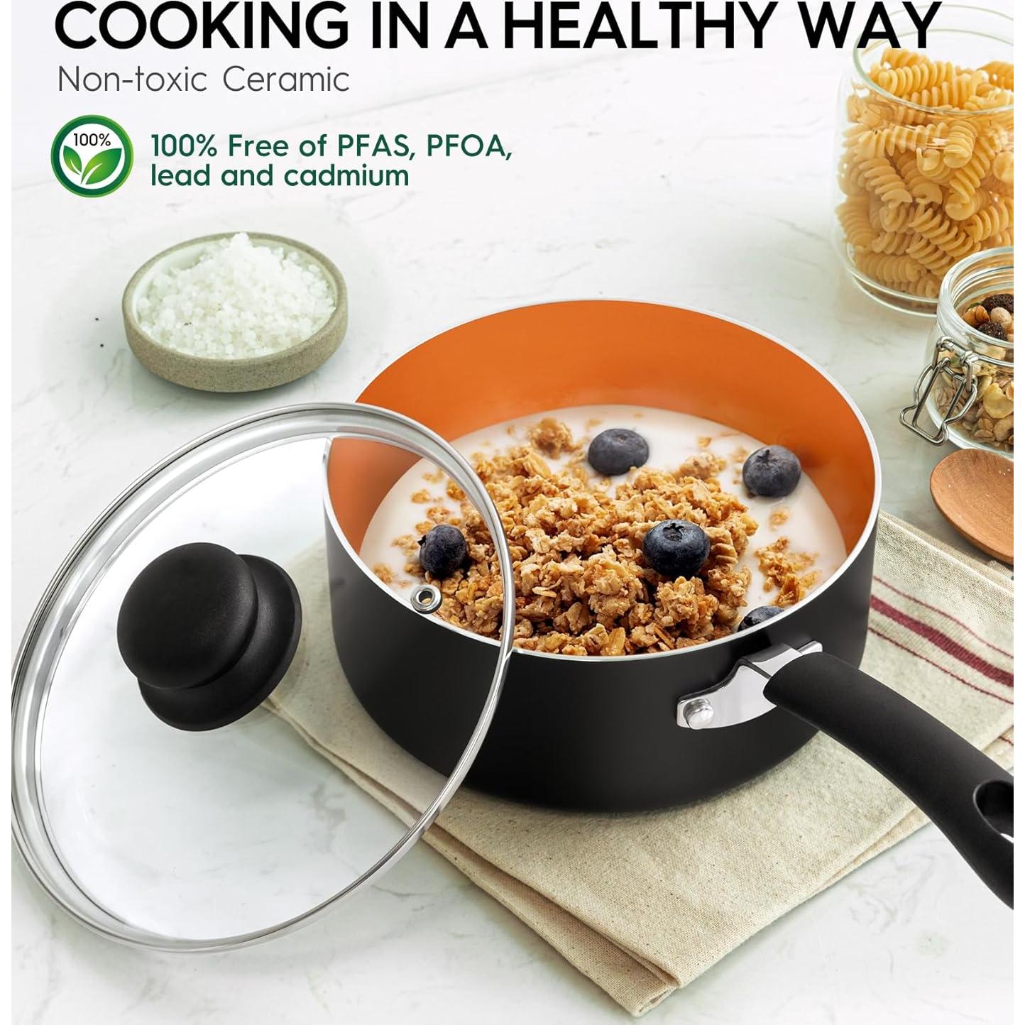 Cacerolas Antiadherentes MICHELANGELO 1+2+3L con Tapa