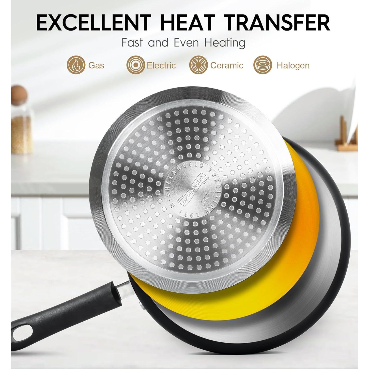 Cacerolas Antiadherentes MICHELANGELO 1+2+3L con Tapa