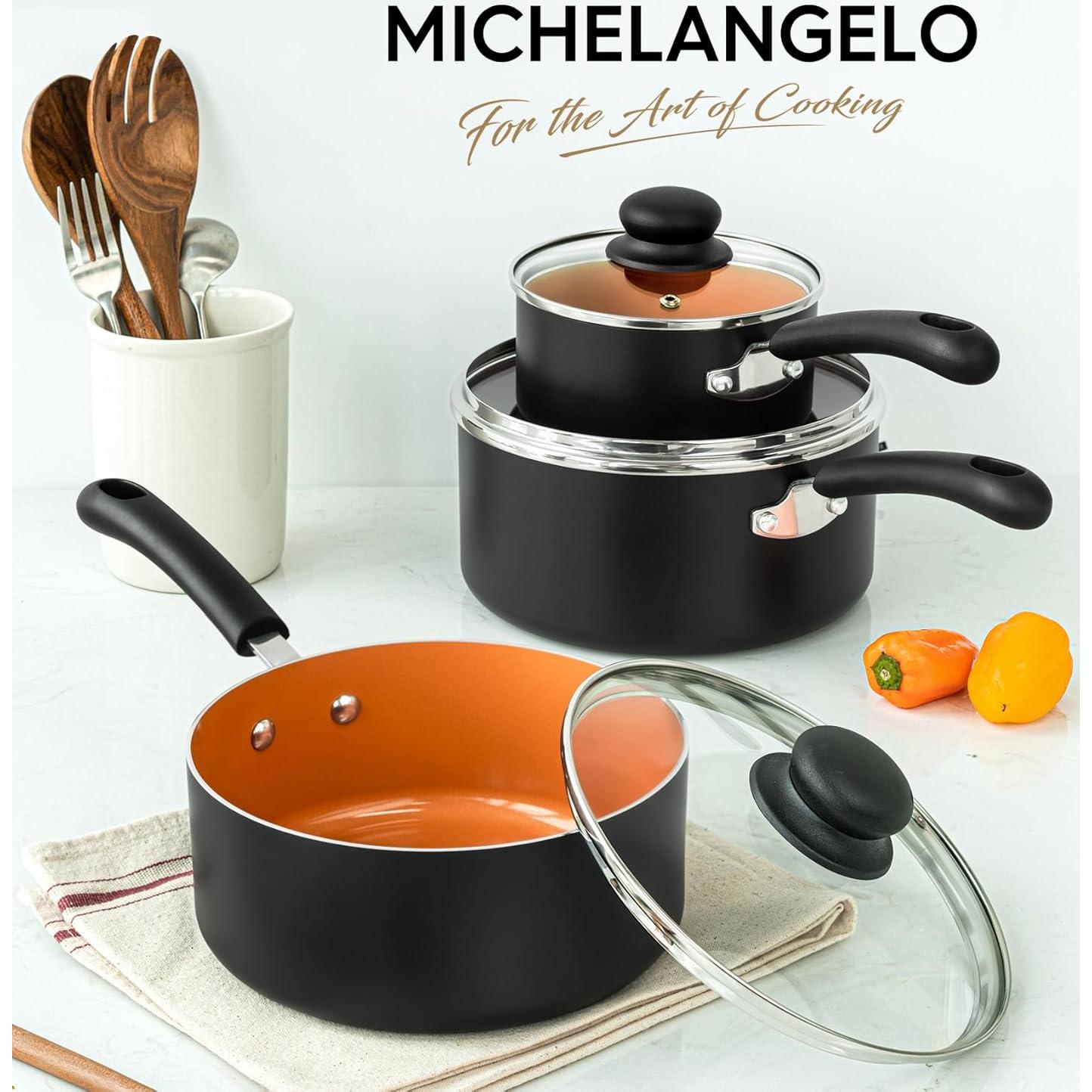 Cacerolas Antiadherentes MICHELANGELO 1+2+3L con Tapa