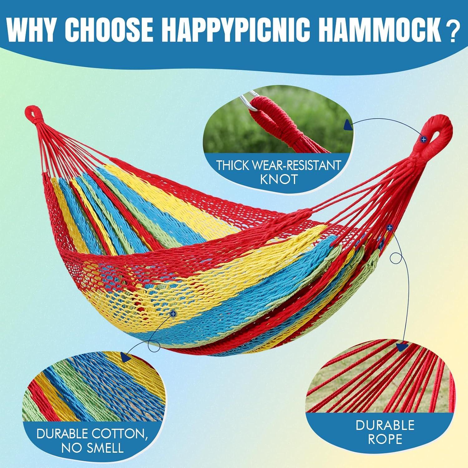 Hamaca Maya HappyPicnic Matrimonial Tejida a Mano Multicolor