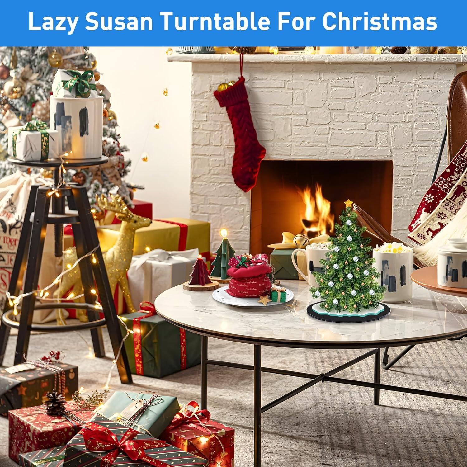 TamBee 6 inch Lazy Susan Turntable Organizer Acrylic for Spice Rack Table Cake Kitchen Pantry Decorating Black