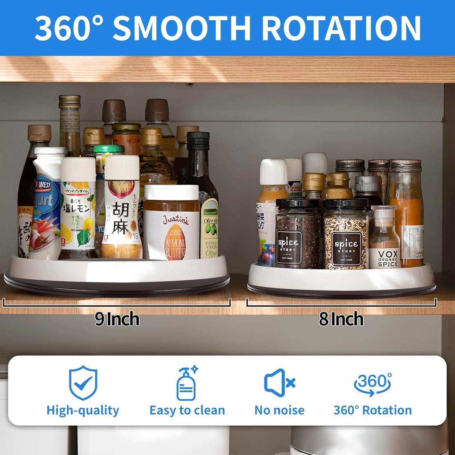 TamBee 6 inch Lazy Susan Turntable Organizer Acrylic for Spice Rack Table Cake Kitchen Pantry Decorating Black