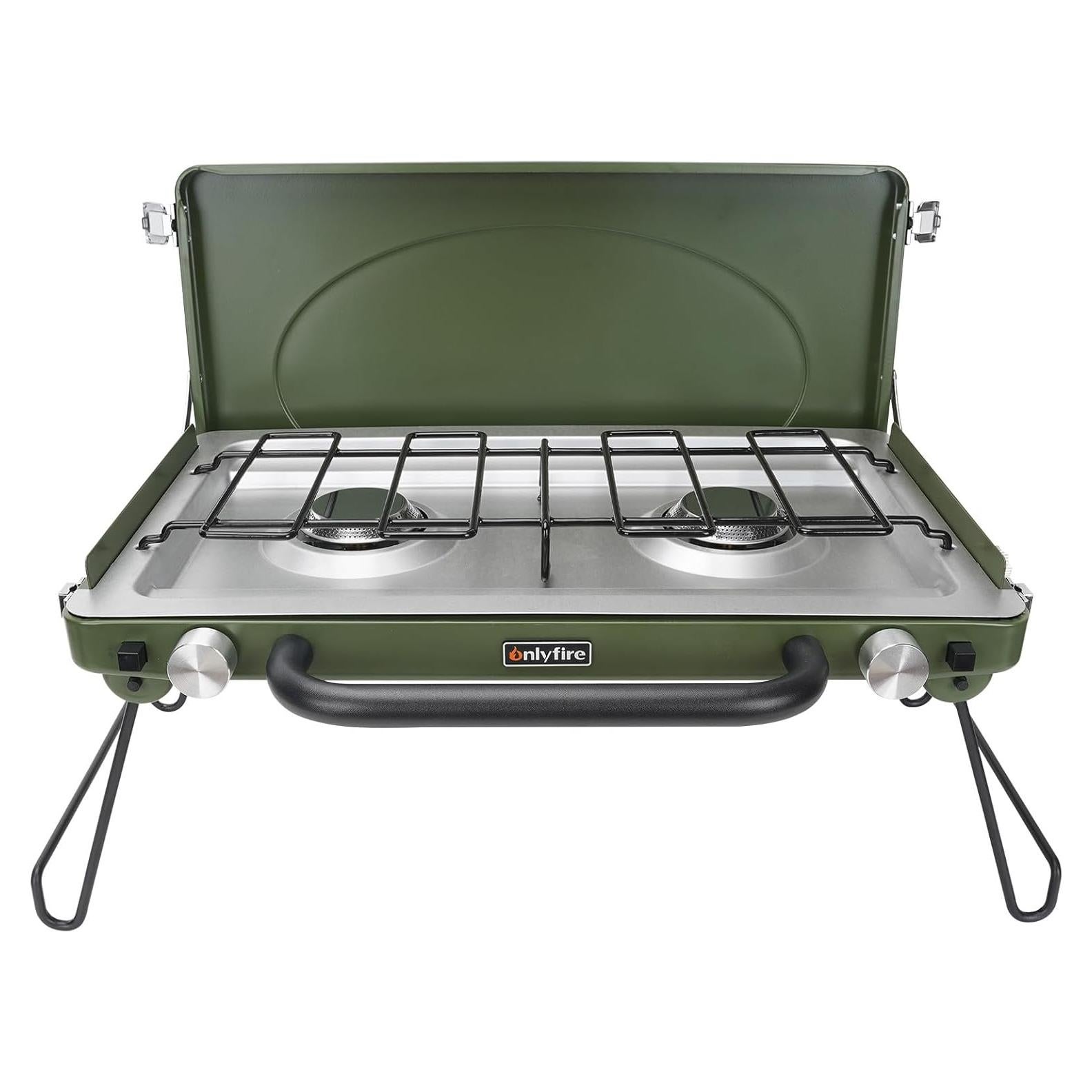 Estufa de Camping Portátil ONLYFIRE 2 Quemadores Verde