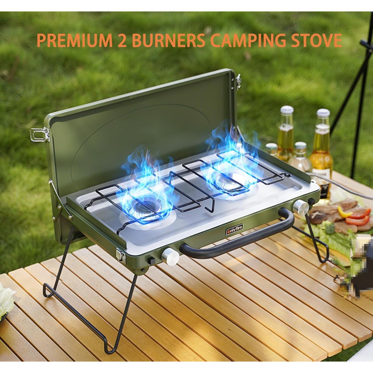 Estufa de Camping Portátil ONLYFIRE 2 Quemadores Verde