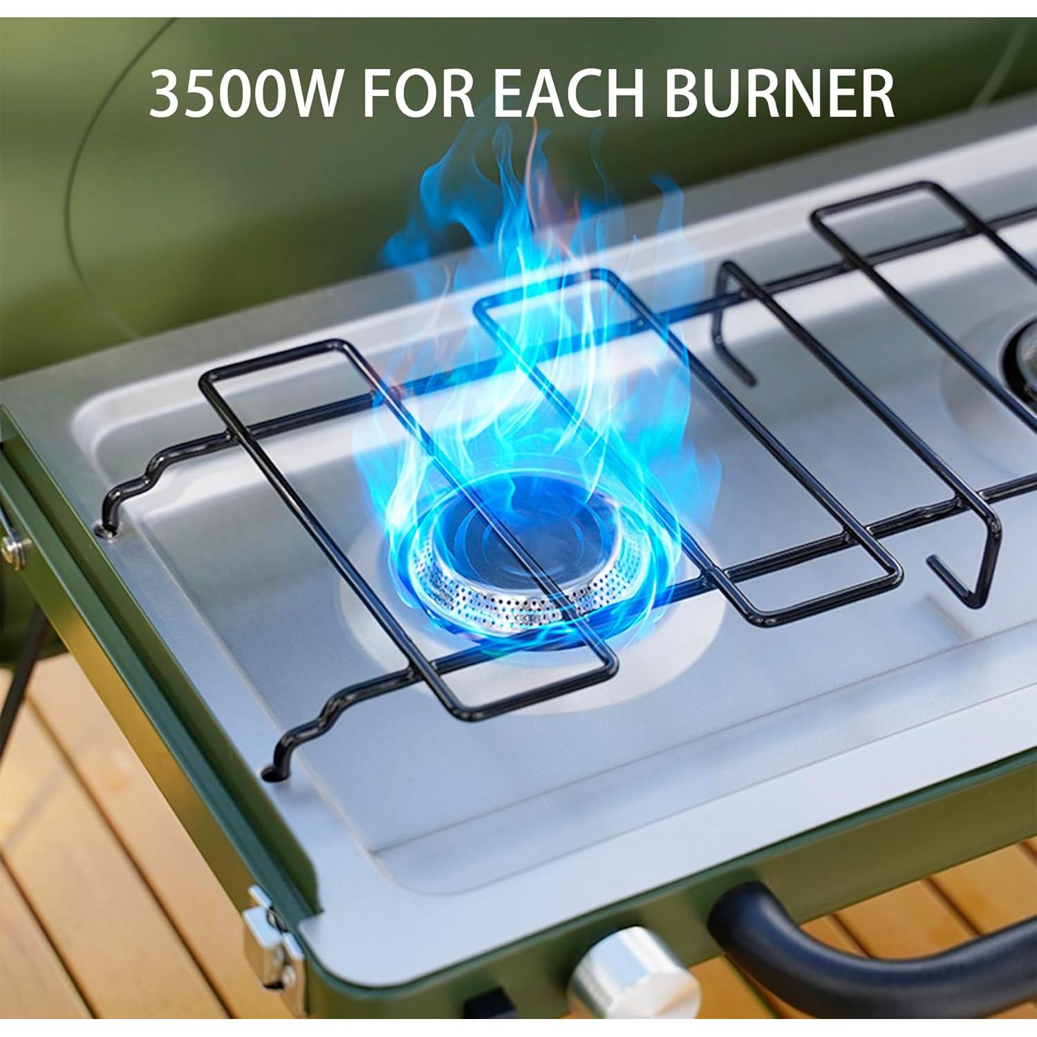 Estufa de Camping Portátil ONLYFIRE 2 Quemadores Verde