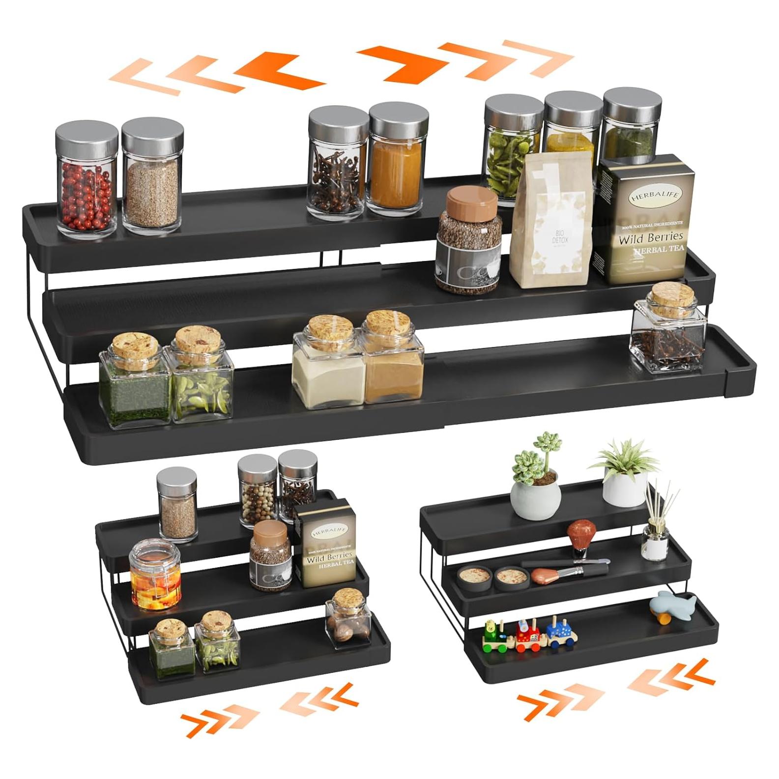 Organizador de Especias Expandible INVOCOO 3 Niveles Negro