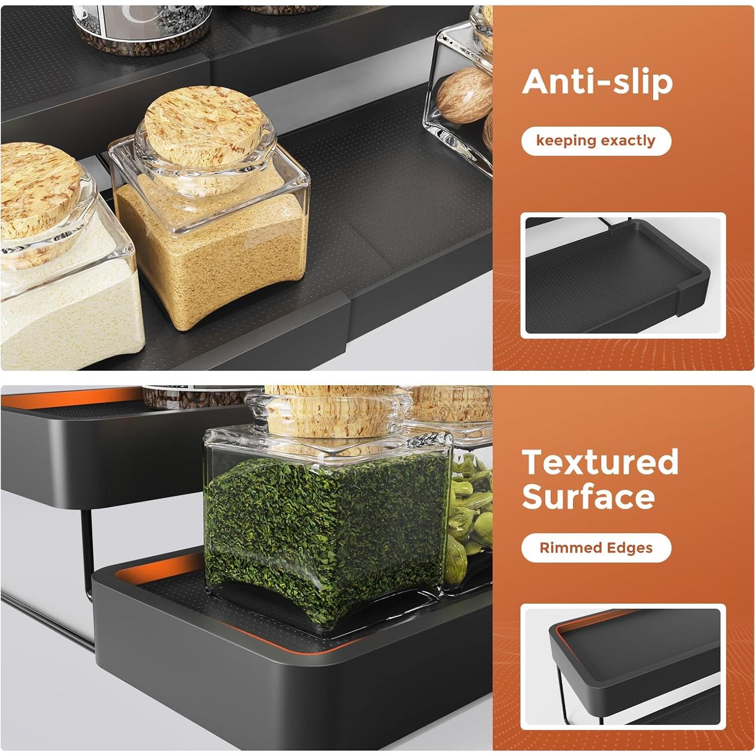 Organizador de Especias Expandible INVOCOO 3 Niveles Negro