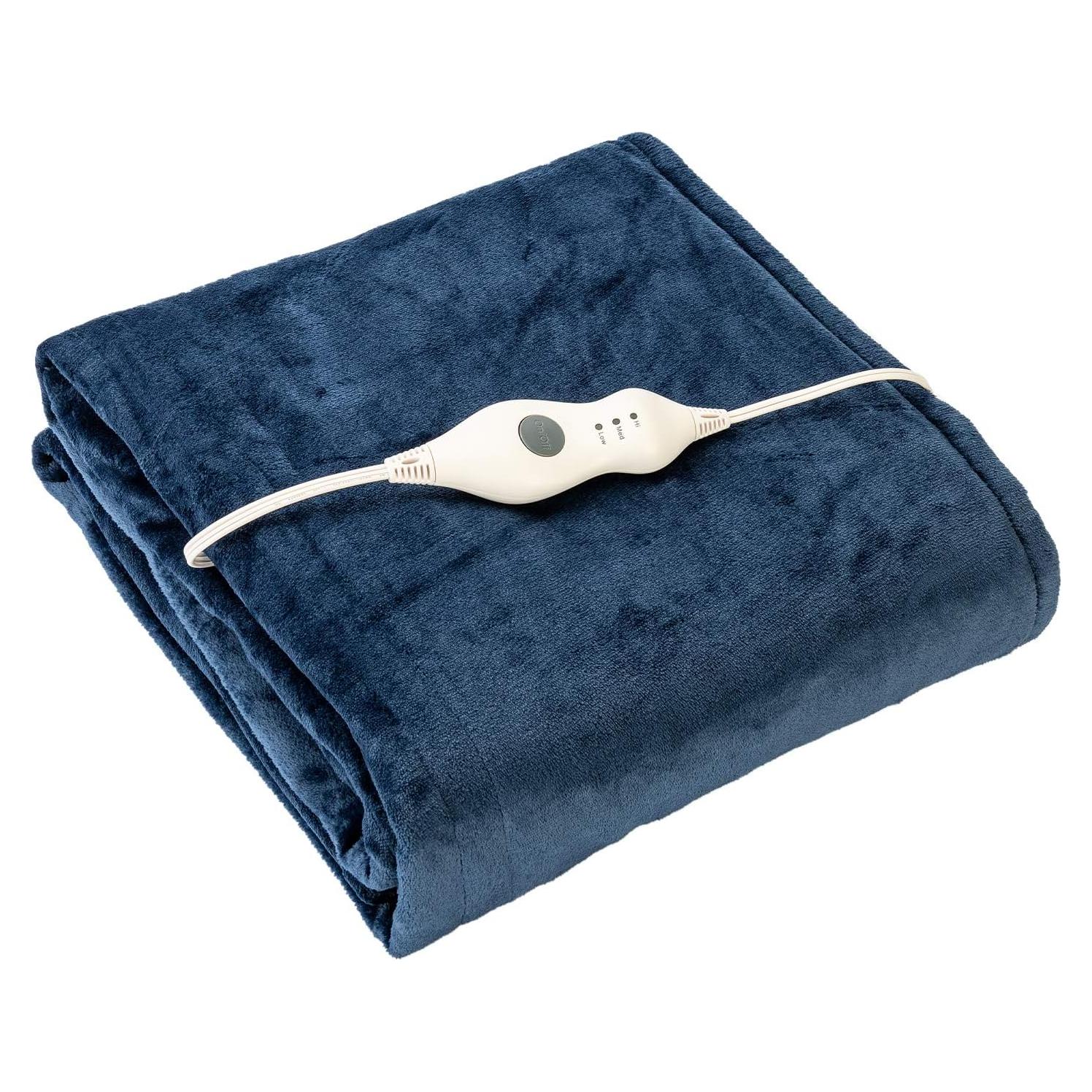Tefici Electric Heated Blanket Twin,Super Cozy Soft 2-Layer Flannel 62" x 84" Heated Twin Size with 3 Heating Levels 8 Hours Auto Off, Machine Washable, ETL and FCC Certified, Home Office Use, Blue