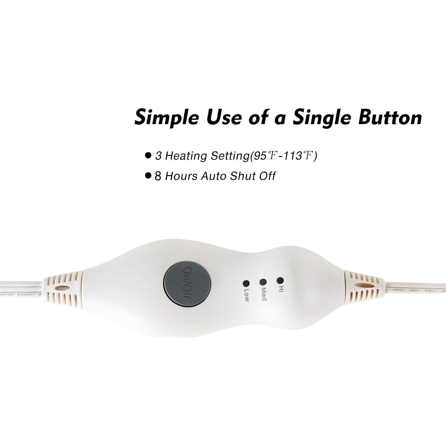 Tefici Electric Heated Blanket Twin,Super Cozy Soft 2-Layer Flannel 62" x 84" Heated Twin Size with 3 Heating Levels 8 Hours Auto Off, Machine Washable, ETL and FCC Certified, Home Office Use, Blue