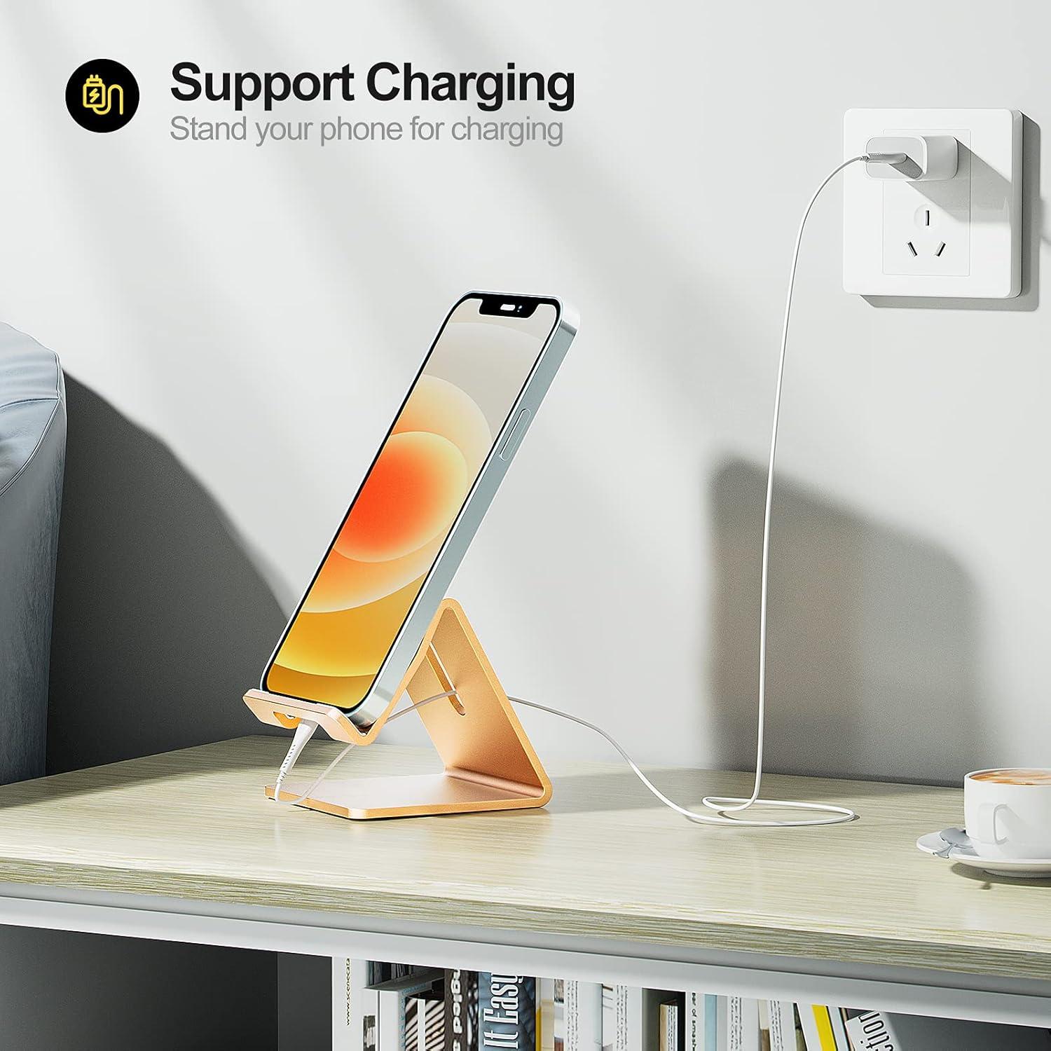 Soporte para teléfono celular Urmust de aluminio - Oro