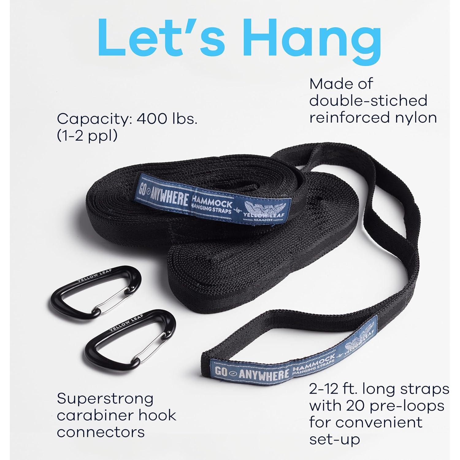 Cintas de Hamaca Yellow Leaf - Juego de 2, 3,66 m, 181 kg