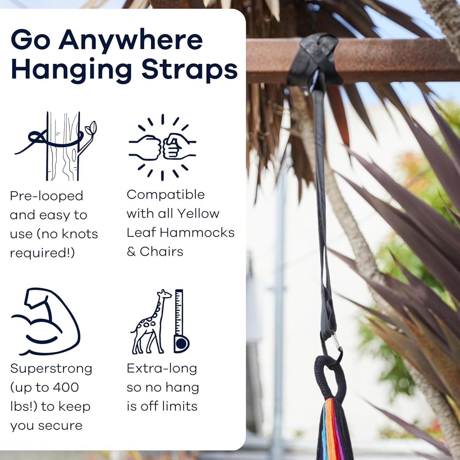 Cintas de Hamaca Yellow Leaf - Juego de 2, 3,66 m, 181 kg