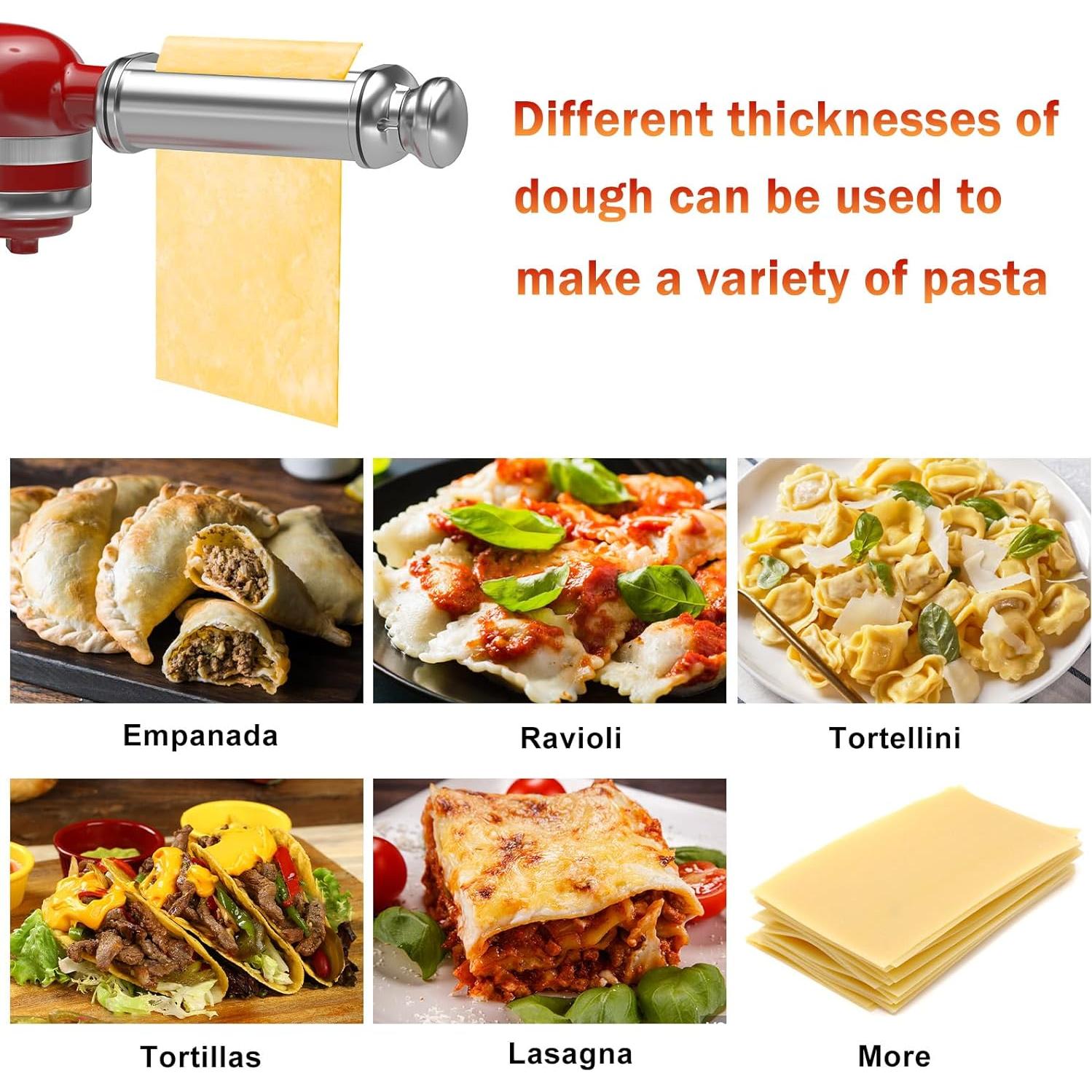 Rodillo de Pasta KitchenAid NEWSETS con 8 Grosor Acero Inox